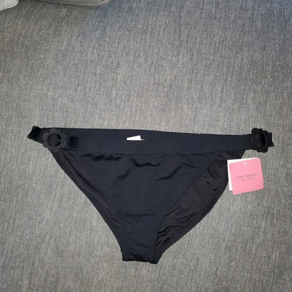 Kate Spade New York Women's Black Daisy Buckle Bikini Bottom Size XL